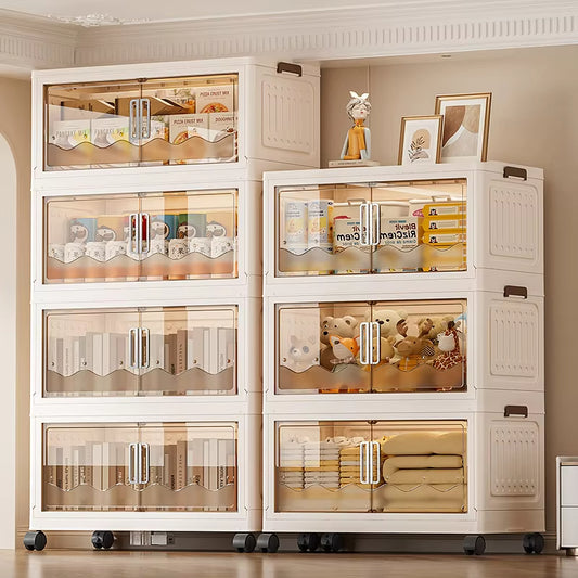 Plastic Foldable Closet Stackable Storage Box Organizer with Lid