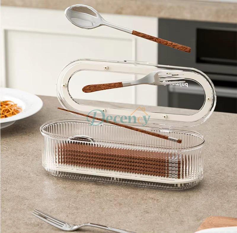 2 in 1 Cutlery Organizer, Kitchen Utensil Organizer with Draining Tray