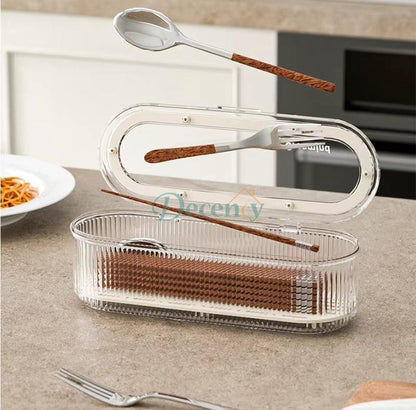 2 in 1 Cutlery Organizer, Kitchen Utensil Organizer with Draining Tray