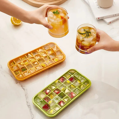 Press Type Ice Cube Maker 32 Grids Ice Box