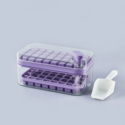 Press Type Ice Cube Maker 32 Grids Ice Box