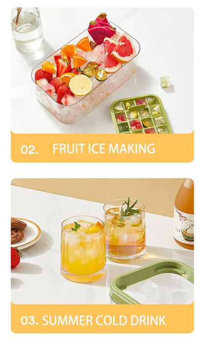 Press Type Ice Cube Maker 32 Grids Ice Box