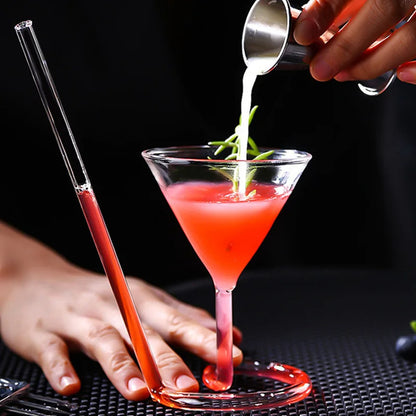Creative Glass Spiral Cocktail Cup Straw Wine Glass