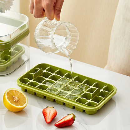 Press Type Ice Cube Maker 32 Grids Ice Box