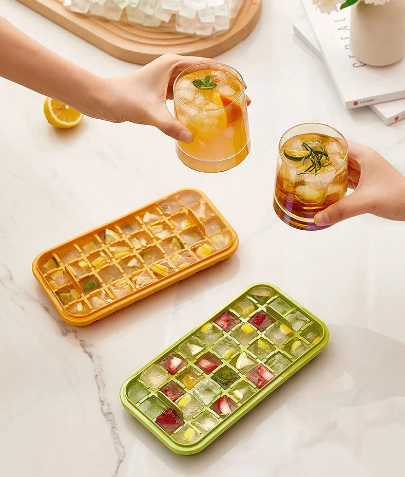 Press Type Ice Cube Maker 32 Grids Ice Box