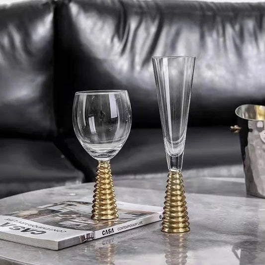 Crystal Wine Glass with Screw Thread 6 Pcs