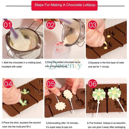 Silicone Lollipop Mould Reusable DIY Candy Chocolate Sucker Molds