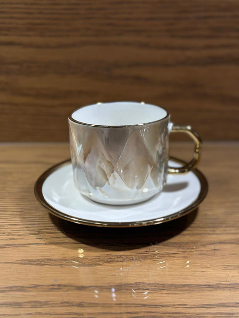 Coffee Mug Tea Set of 6 Cup and Plate Small ( 4 )