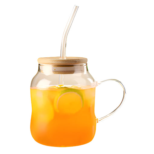 Glass Tumbler with Straw and Lid Drinking Glasses Iced Coffee Cup Glass for Smoothie Soda Tea