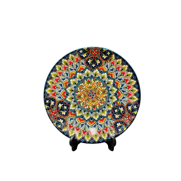 10-inch artisan hand-painted mandala accent plate for home decor