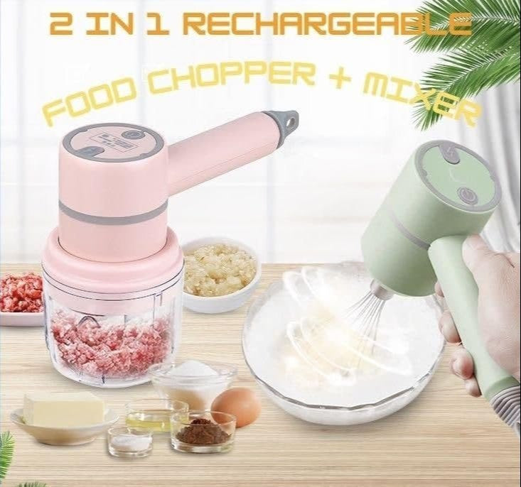 2 in 1 Electric Hand Mixer & Food Chopper with Detachable 3