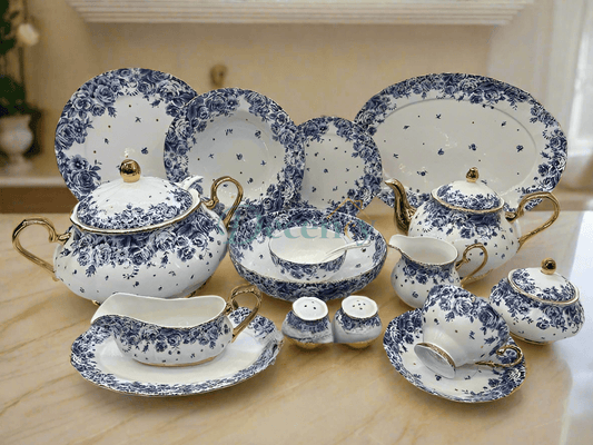 Royal Albert 75 piece dinner set bone china  Floral bone china dinnerware set  Luxury porcelain dinner set for 6  Elegant fine china tableware collection  Royal Albert English rose dinner set