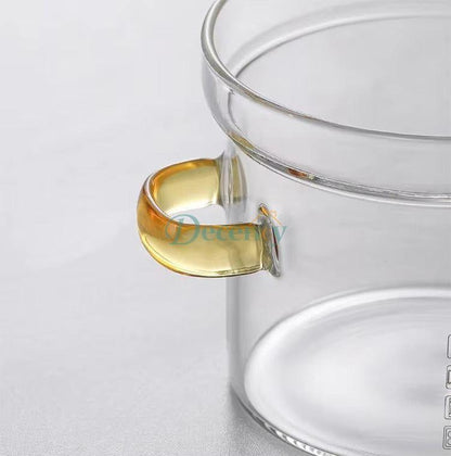 High Borosilicate Glass Mini Cooking Pot Double Handle With Lid Egg Bowl Soup Tureen