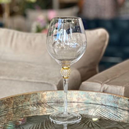 6 Pcs Evoque Elite Gold Ball Gold Rimmed Wine Glass Set