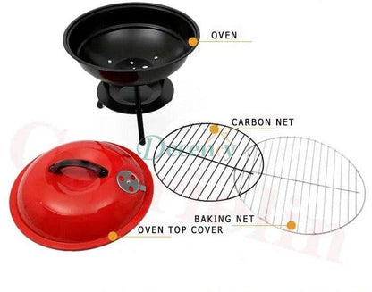 Portable Charcoal BBQ Kettle Grill & Smoker Trolley – Foldable Outdoor