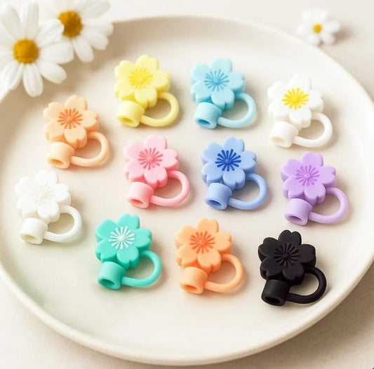Silicone Stanley Tumbler Flower Straw Topper Cap