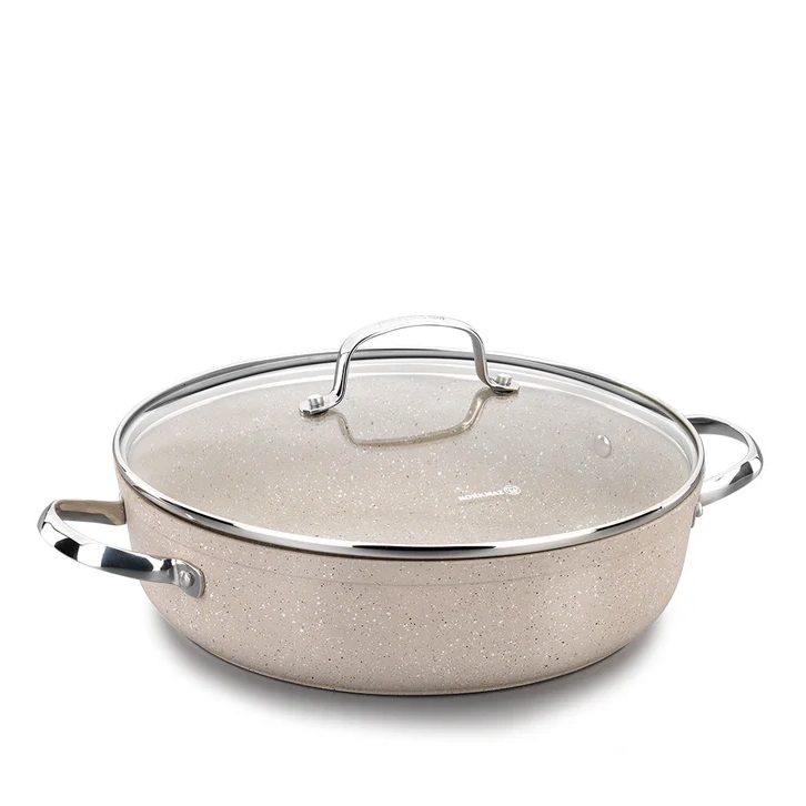 Korkmaz Granita 24cm Non-Stick Low Casserole Pot with Lid – 2.5L