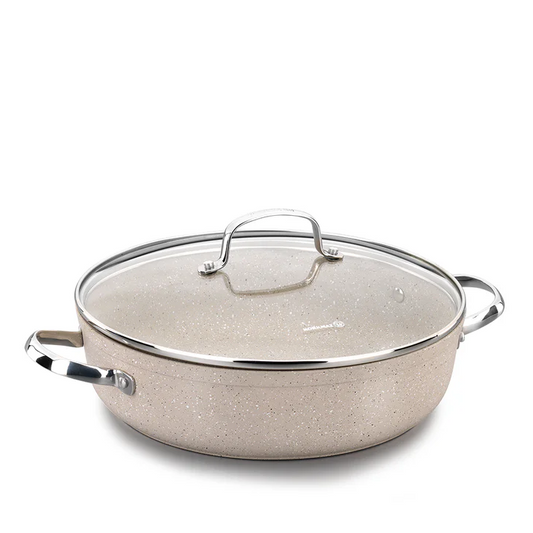 Korkmaz Granita 24cm Non-Stick Low Casserole Pot with Lid – 2.5L
