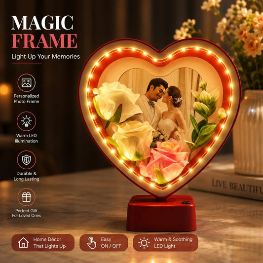 Premium Heart LED Photo Frame Magic Mirror
