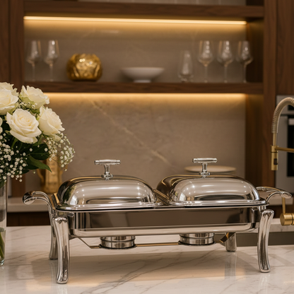Luxe Double Serving Rectangular Chafing Dish - 1.5L x 2