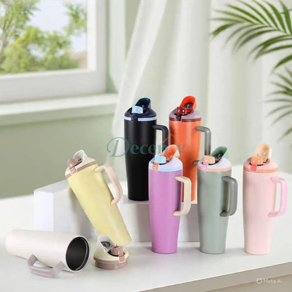 Tumbler with Handle Double-Wall Thermal Cup 40oz/1200ml