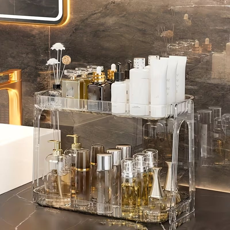 Elegant 2-Tier Acrylic Vanity Organizer - Maximize Your Space
