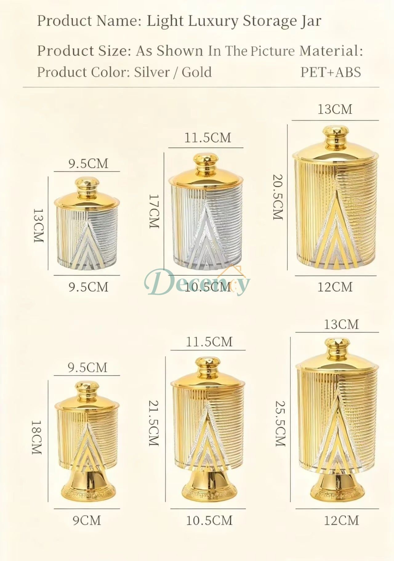 ich Gold Decorative Footed Candy Buffet Display Elegant Storage Jar Wedding Organizer Canisters Kitchen Airtight Containers Set