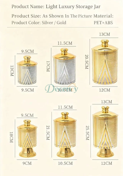 ich Gold Decorative Footed Candy Buffet Display Elegant Storage Jar Wedding Organizer Canisters Kitchen Airtight Containers Set