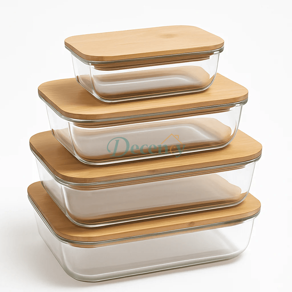 4 Pcs Glass Food Storage Containers - Rectangle