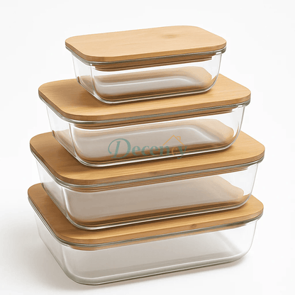4 Pcs Glass Food Storage Containers - Rectangle