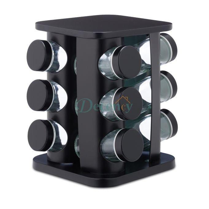 16 & 12  Pcs Stainless Steel Black Spice Jars