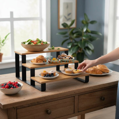 3-tier Bamboo Multipurpose Platter - Best for Serving Salad & Savories