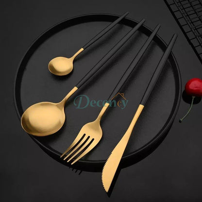 Luxury Polished Cutlery Set – 24 Pcs Set- (Green & Golden)