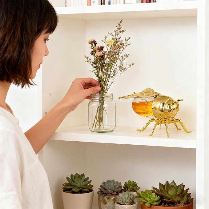 Bee Shaped Honey Jar Glass