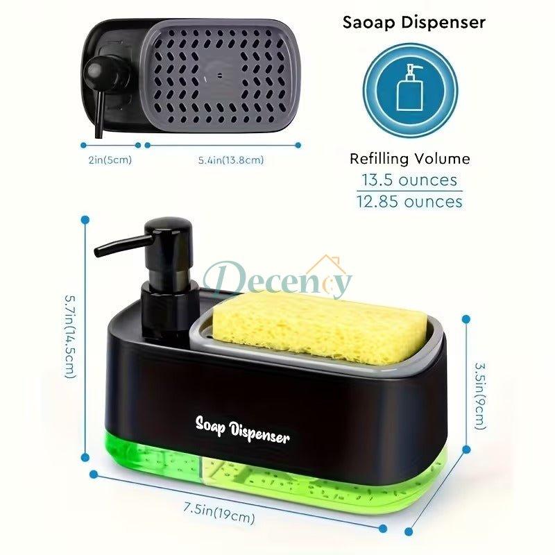 2 in 1 Hand and Dish Soap Dispenser Set with Tray for Kitchen Sink Countertop Storage Organizer