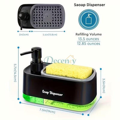 2 in 1 Hand and Dish Soap Dispenser Set with Tray for Kitchen Sink Countertop Storage Organizer