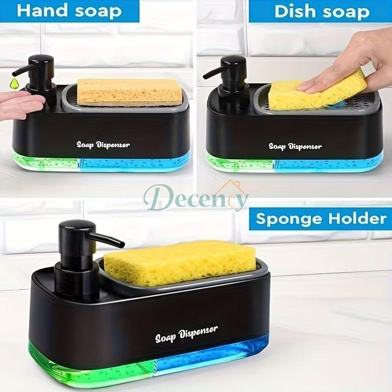 2 in 1 Hand and Dish Soap Dispenser Set with Tray for Kitchen Sink Countertop Storage Organizer