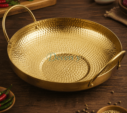 Premium Hammered Brass Serving Kadhai
