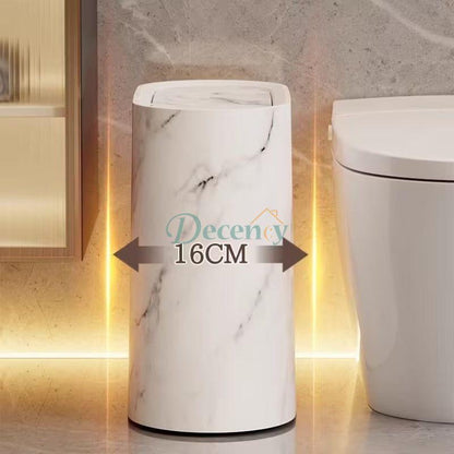 Marble Pattern Trash Can | Modern Bathroom & Kitchen Bin with Lid