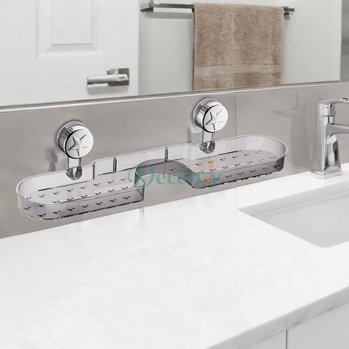Clear Acrylic Suction Wall Shelf for Bathroom