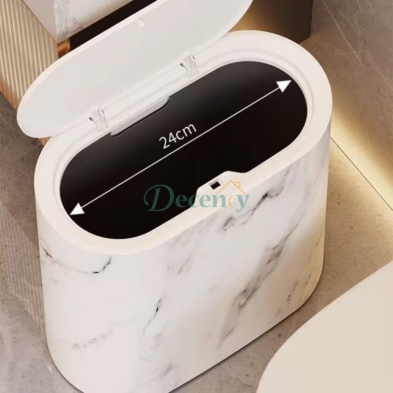 Marble Pattern Trash Can | Modern Bathroom & Kitchen Bin with Lid