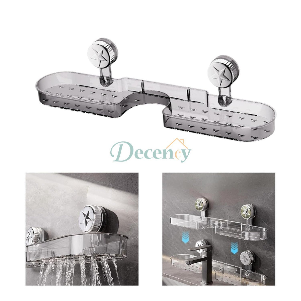 Clear Acrylic Suction Wall Shelf for Bathroom