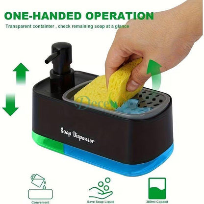 2 in 1 Hand and Dish Soap Dispenser Set with Tray for Kitchen Sink Countertop Storage Organizer