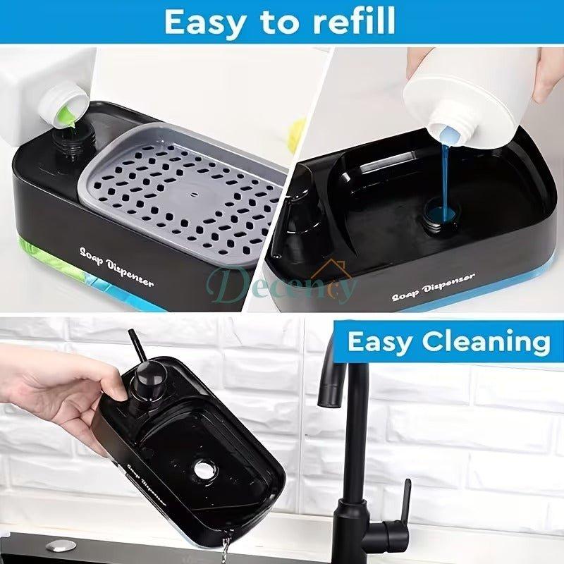 2 in 1 Hand and Dish Soap Dispenser Set with Tray for Kitchen Sink Countertop Storage Organizer