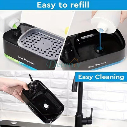 2 in 1 Hand and Dish Soap Dispenser Set with Tray for Kitchen Sink Countertop Storage Organizer
