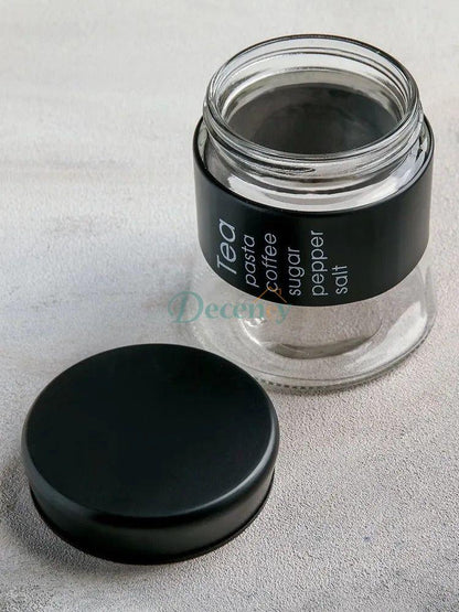 Glass jar set 3pc S+M+L Black/Silver