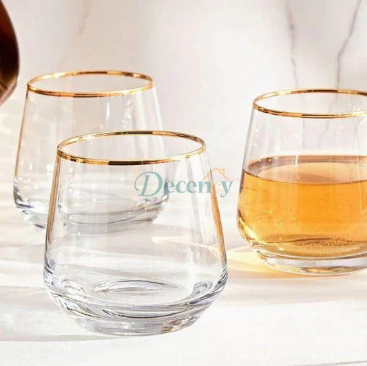 6 Pcs Decorium Gold Rim Crystal Drink Glass