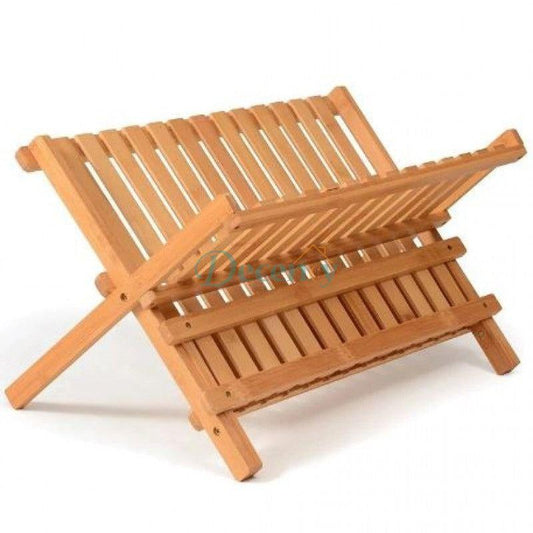 Bamboo Dish Drying Rack, Collapsible Dish Drying Rack for Kitchen Counter, Space Saving Counter