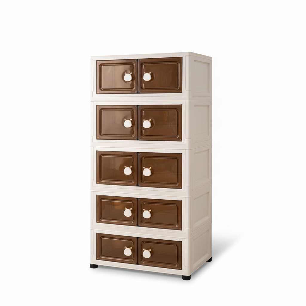 Luxury Kids 5 Layer Storage Cabinet with Display Doors & Drawers - Model 3