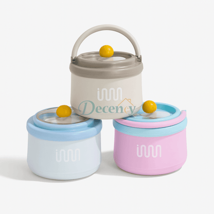 Stainless Steel Lunch Box with Foldable Spoon and Handle